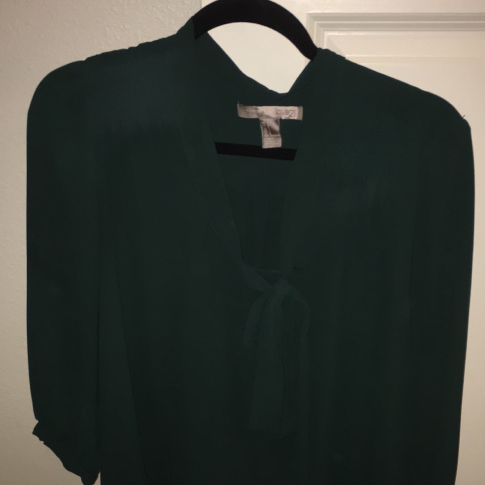 Teal Blouse with neck tie